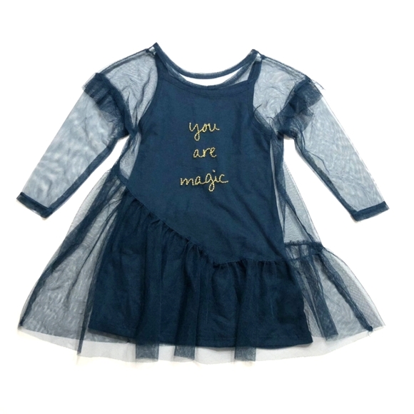 NWOT • ART CLASS Tulle Overlay Dress 18 m NAVY - Picture 1 of 6